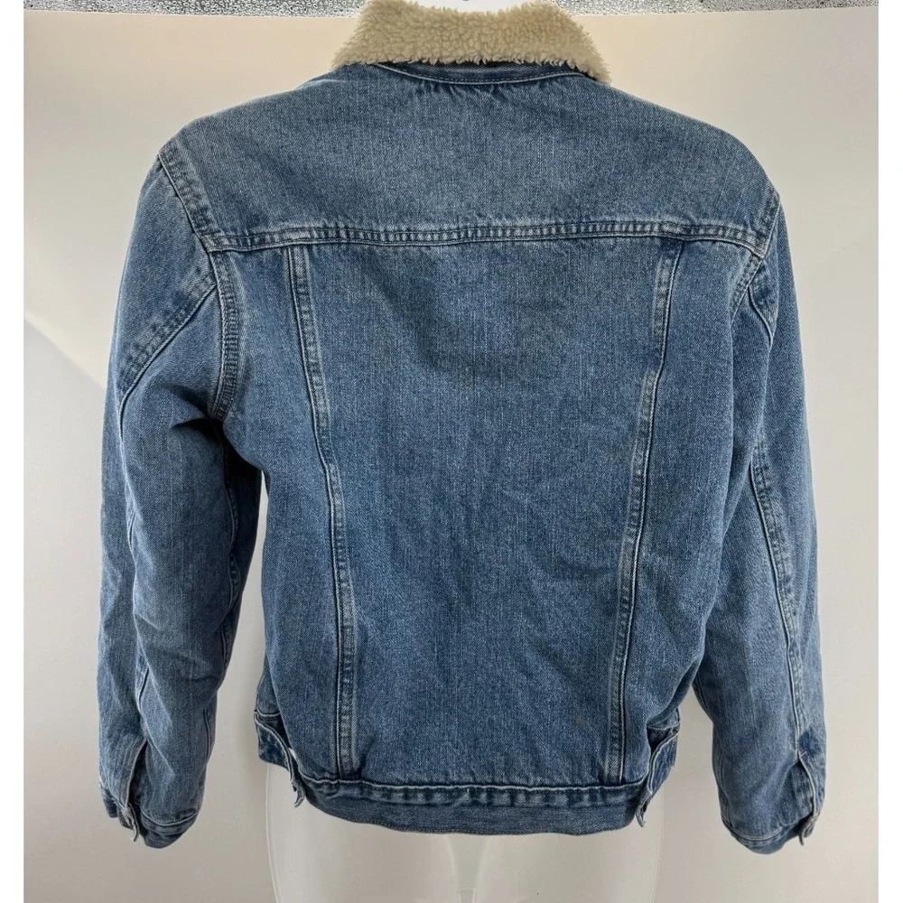 GAP Denim Sherpa Lined Womens Jean Trucker Snap Jacket Retro Size‎ Small